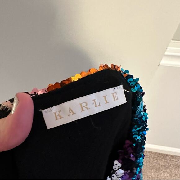 Karlie Striped Sequin Mini Dress Small - Picture 10 of 10